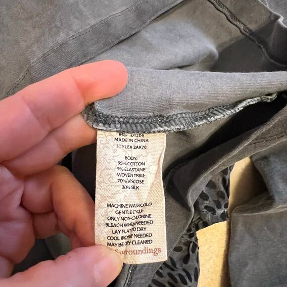 Soft Surroundings Overlay Tunic Grey with Dot Print Henley Style Size Medium - Picture 8 of 8